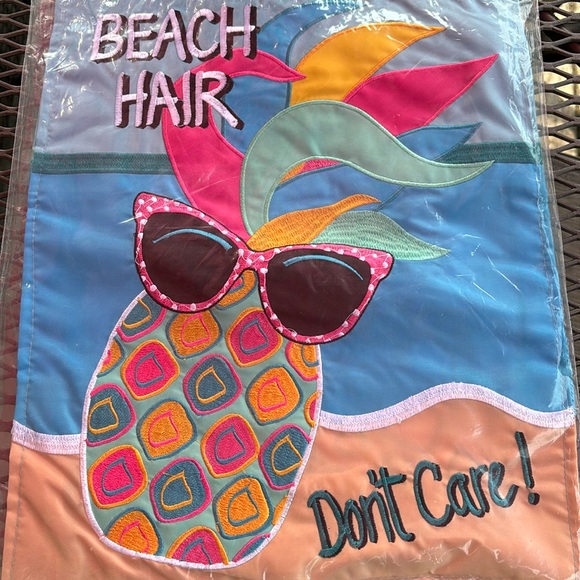 Fun bright colored “Beach Hair Don’t Care” Garden Flag - Picture 2 of 4